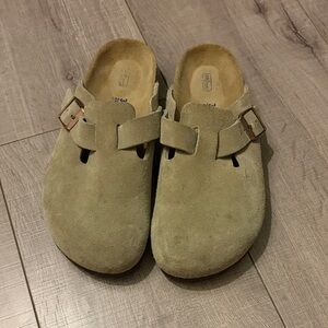 Suede Buckle Clogs